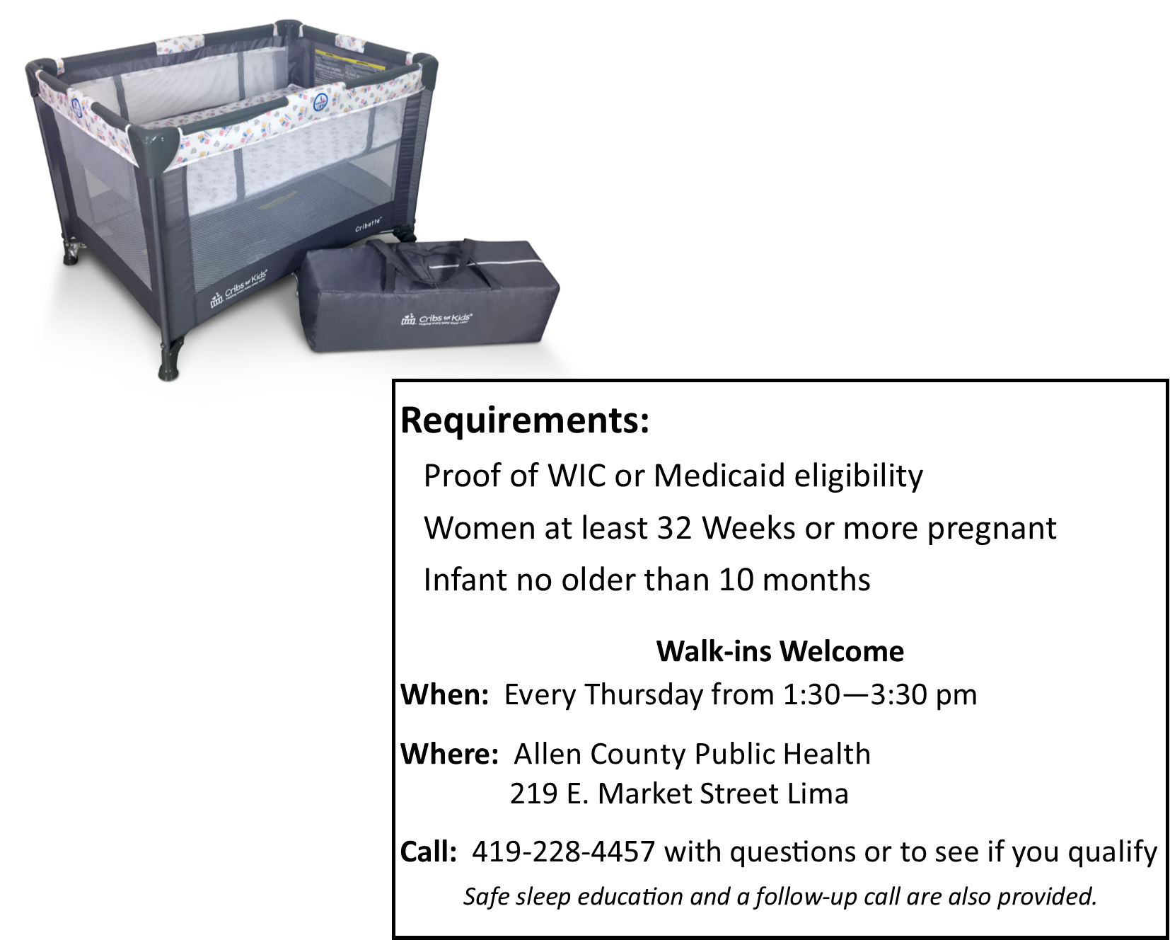 Cribs For Kids Allen County Public Health